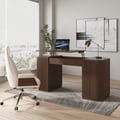 Modern Walnut Standing Writing Desk with 2 Doors & Ample Storage Office Desk