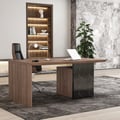 Modern Black & Walnut Home Office Desk with Movable File Cabinet (1520mm)