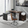 Modern Rotatable L-Shaped Executive Desk & Upholstered Swivel Task Chair Set (1520mm)