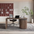 L Shaped Desk with Drawers, 59.8" Modern Rotating Executive Office Desk