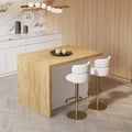 1270mm Modern Kitchen Island Natural Laminate & 2 Counter Stools Set Storage Cabinet