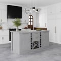 59" Modern Gray Sintered Stone Kitchen lsland  Wine Storage