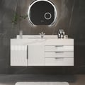 Aro Series Bathroom Vanity Set 900mm Floating Stone Bathroom Vanity White with Sink