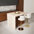 50" Modern Kitchen Island Walnut Laminate & 2 Counter Stools Set Storage Cabinet