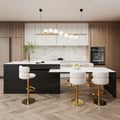81''-106" Extendable Kitchen lsland with Doors&Drawers Black & White Sintered Stone Top