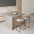 50" Modern Kitchen Island Gray Laminate & 2 Counter Stools Set Storage Cabinet