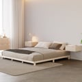 Japanese Style King Floor Wood Bed in Whitewash