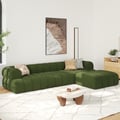 Nimbus 3120mm 4-Piece Channel Chenille Velvet Sectional Sofa with Ottoman