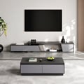 Fero TV Stand Set of Wood Grey Extendable TV Stand & Rectangular Coffee Table