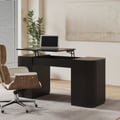 Modern Black Standing Computer Desk & Upholstered Swivel Task Office Chair Set (1500mm )