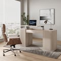 Modern Wash White Standing Computer Desk & Upholstered Swivel Task Chair Set (59.8" )