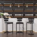 Modern PU Leather Black Counter Stools with Back Breakfast Kitchen Counter Stool