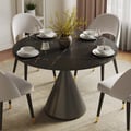 1000mm Sintered Stone Round Dining Table with Brushed Black Base Seats 2-4 People