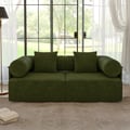 Serene 1900 Modern 2-Piece Modular Green Chenille Velvet 2-Seater Sofa