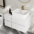 800mm White Floating Bathroom Vanity Right Offset Vessel Sink