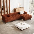 3000 mm boucle 3-delige L-vormige chaise sectionele met houten poten