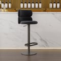 Modern Bar Stool Velvet Adjustable Height Swivel Black with Full Back Counter Stool