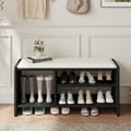 1010mm Wood Shoe Storage Entryway Bench Leather Upholstered