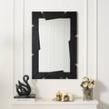 Black Wall Mirror 35.4" × 23.6" – Engineered Wood Frame, Horizontal & Vertical Hanging
