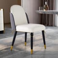 Set of 2 Modern Dining Chairs with PU Leather Upholstery Warm White