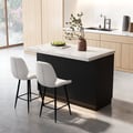 Island & Stool Set 72" Japandi Wood Kitchen Island with 2 Counter Stools