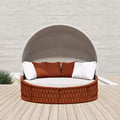 Îlot solaire de jardin tressé orange résistant aux intempéries Tatta avec cadre en aluminium et auvent