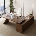 Modern Walnut Large L-Shape Executive Desk with Drawers & Cabinet Left Hand (1800mm)