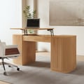 Modern Natural Standing Writing Desk with 2 Doors & Ample Storage Office Desk (59.8" )
