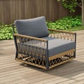 Ropipe Outdoor Swivel Chair with Hand Woven Rope in Dark Gray