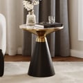 Round Black End Table with Sintered Stone Top