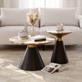 2 Pieces Set Round Black Sintered Stone Top Coffee Table(200mm-700mm)