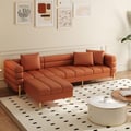 Aurora 2300mm Faux Leather 3-Seat Chaise Sofa with Ottomans