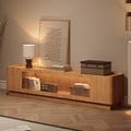 2000mm Natural Glass Door TV Stand with Storage and LED