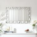 Rectangular 35" Decorative Wall Mirror with Geometric Beveled Frame