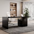 Modern Glossy Black Home Office Desk with Movable File Cabinet (1520mm)