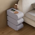 Narrow Humply Leather 3-Drawer Smart Nightstand