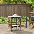 Ropipe 470mm Round Outdoor Side Table with Storage Patio Rope End Table in Dark Gray