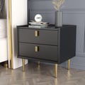 Sintered Stone Top 2-Drawer Leather Nightstand