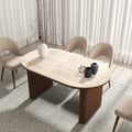 Modern 79"-95" Extendable Oval Walnut Matte Sintered Stone Dining Table, Seats 6-10