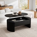 Table basse ovale noire moderne du milieu du siècle avec plateau relevable de 1200 mm