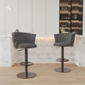 Sweave Set of 2 Grey Swivel Bar Stools Velvet Curved Back Adjustable Height