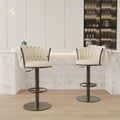 Set of 2 Modern Adjustable Swivel Bar Stools or Counter Stools with Upholstery White