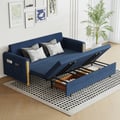 82" Queen 3-Seater Linen Convertible Sleeper Sofa