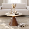 700mm Round Walnut Travertine Sintered Stone Top Coffee Table