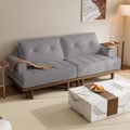 Queen 3-Seater Performance Leather Convertible Futon Bed with Side Table