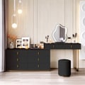 Ensemble de maquillage noir moderne avec armoire à 6 tiroirs, coiffeuse avec tabouret et miroir