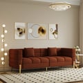 Aurora 2000mm Boucle Fluted Sofa with Gold Legs & Pillows