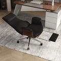 Fauteuil de bureau inclinable en cuir à dossier haut, pivotant réglable, noir