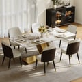 Luxotic 1800mm Modern Stone Top Dining Table with 6 Chairs in Gold