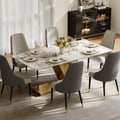 Modern 2000mm Rectangle Sintered Stone Dining Table with 6 Chairs in Gold